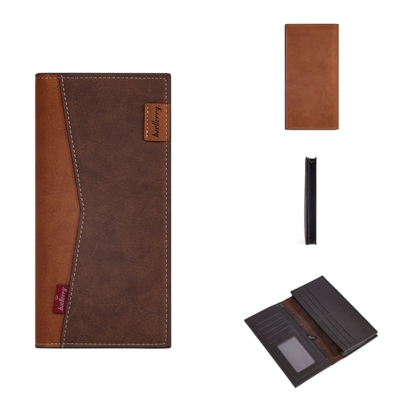 Men's Long Wallet with RFID Blocking, PU Leather Bifold Wallet with Zipper Coin Pocket & Multiple Card Slots