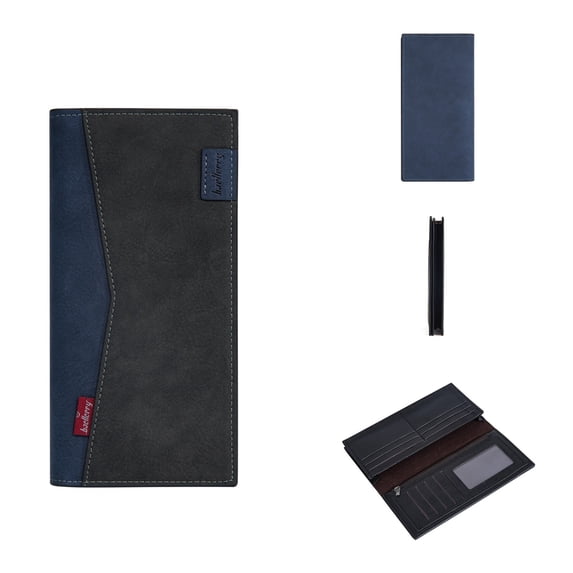 Men's Long Wallet with RFID Blocking, PU Leather Bifold Wallet with Zipper Coin Pocket & Multiple Card Slots