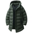 thumbnail image 1 of Men's Long Winter Coats Puffer Jacket with Hood Quilted Padded Jackets Army Green M, 1 of 9