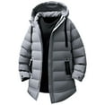 thumbnail image 1 of Men's Long Winter Coats Puffer Jacket with Hood Quilted Padded Jackets Grey XXL, 1 of 9