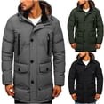 thumbnail image 1 of Men's Long Winter Coats Single Breasted Zipper Warm Water Resistant Puffy Hooded Windbreaker Insulated Thicken Jackets with Hood Waterproof Jackets For Men's Coat, 1 of 7