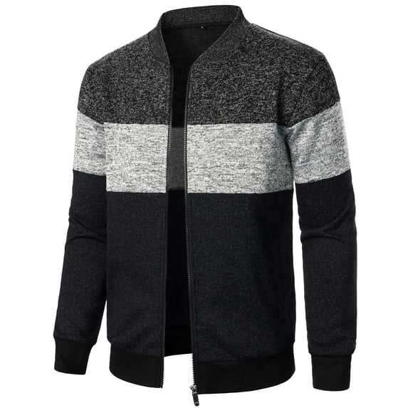 Men's Long Zipper Sweater Sleeve Sweater Coat Men Long Sleeve Hoodless Casual Outwear Jackets