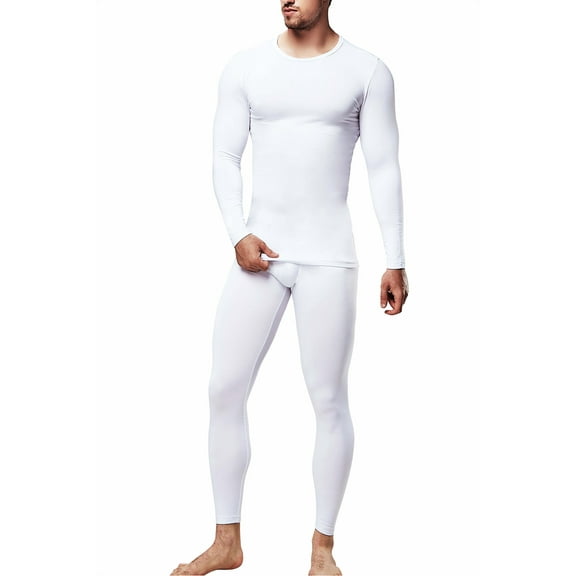 DevOps Base Layers Men's Fleece Lined Base Layer Bottom, White