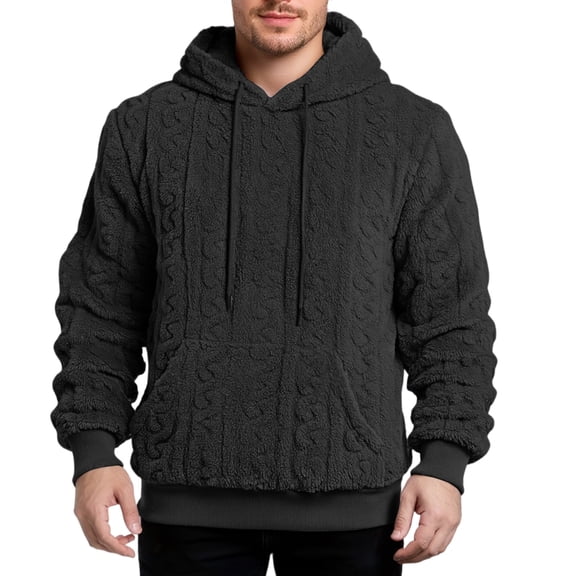 Men's Long-sleeved Casual Hooded Jacket Black XL