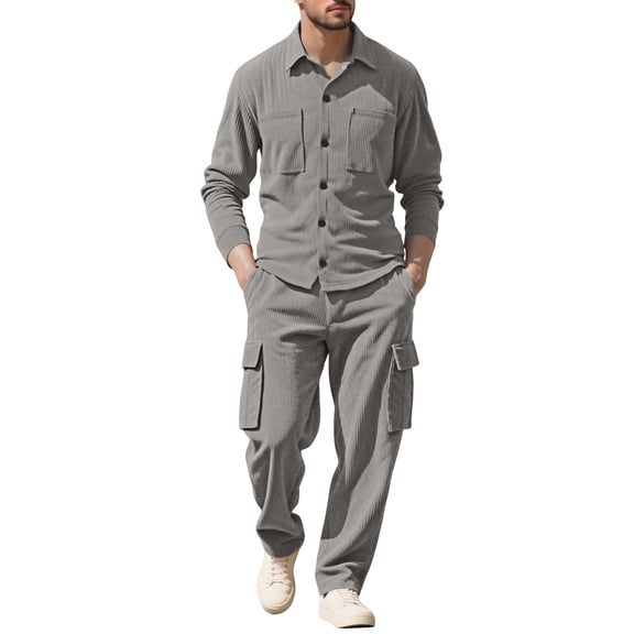 Men's Long-sleeved Shirt, Work Trousers, Corduroy Jacket And Casual Suit