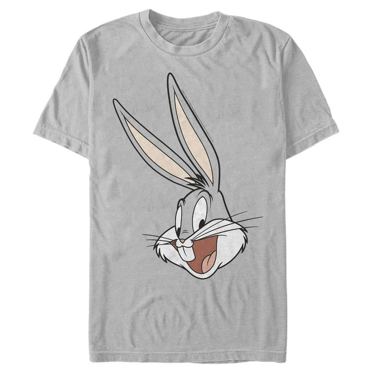 Tunes Men\'s Classic Bunny Graphic Tee Medium Silver Bugs Looney Portrait