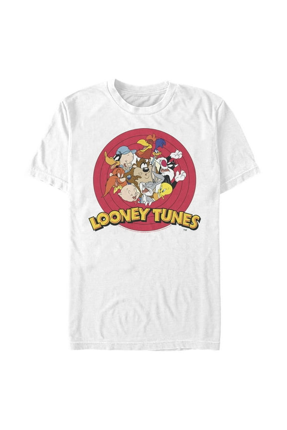 Men's Looney Tunes Character Classic Circle  Graphic Tee White 3X Large