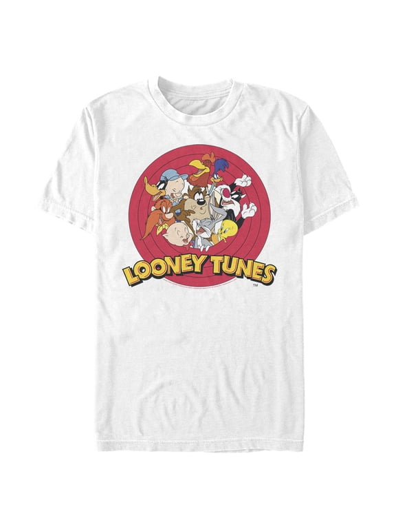 Men's Looney Tunes Character Classic Circle Graphic Tee White Medium