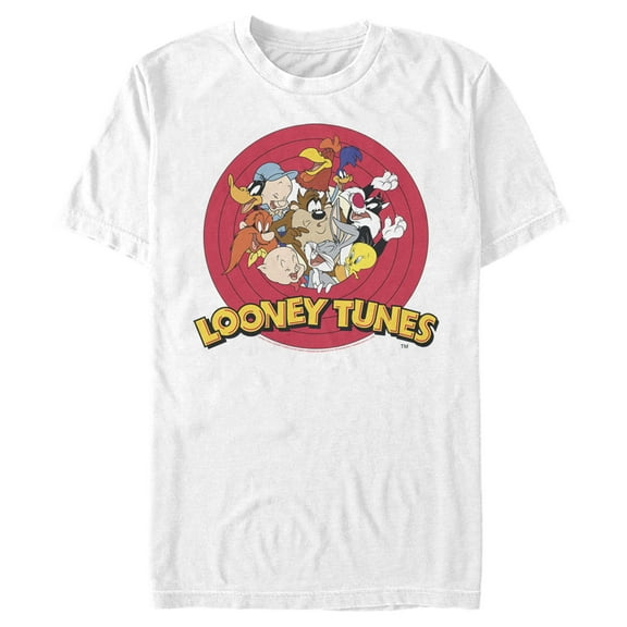 Men's Looney Tunes Character Classic Circle  Graphic Tee White Small