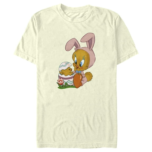 Men's Looney Tunes Easter Bunny Tweety Graphic Tee Beige Medium