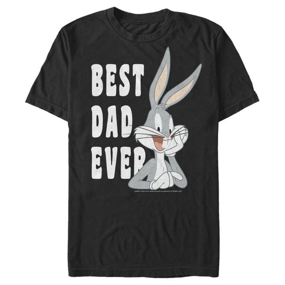 Men's Looney Tunes Father's Day Bugs Bunny Best Dad Ever Graphic Tee Black 3X Large