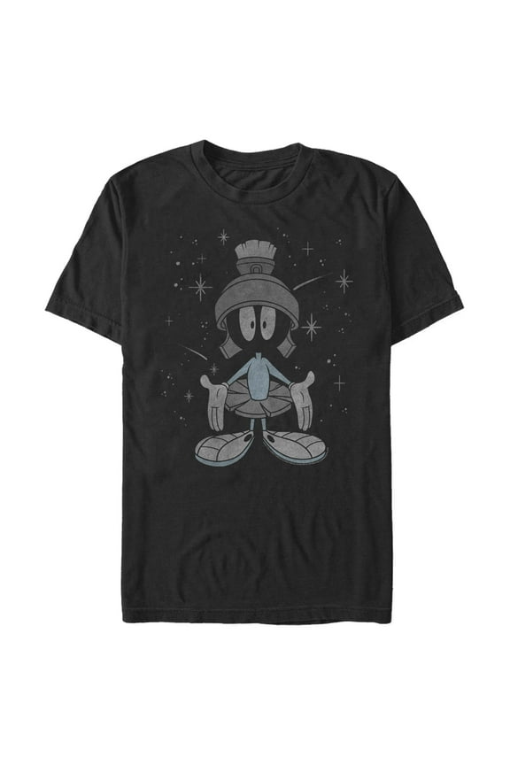 Men's Looney Tunes Marvin the Martian Night Sky Graphic Tee Black Large