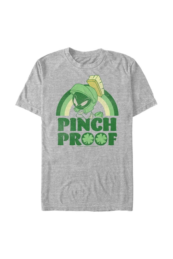 Men's Looney Tunes St. Patrick's Day Marvin the Martian Pinch Proof Graphic Tee Athletic Heather 2X Large