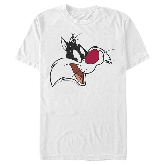 Men's Looney Tunes Sylvester Cat Grin  Graphic Tee White Large