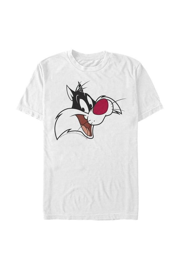 Men's Looney Tunes Sylvester Cat Grin Graphic Tee White Medium