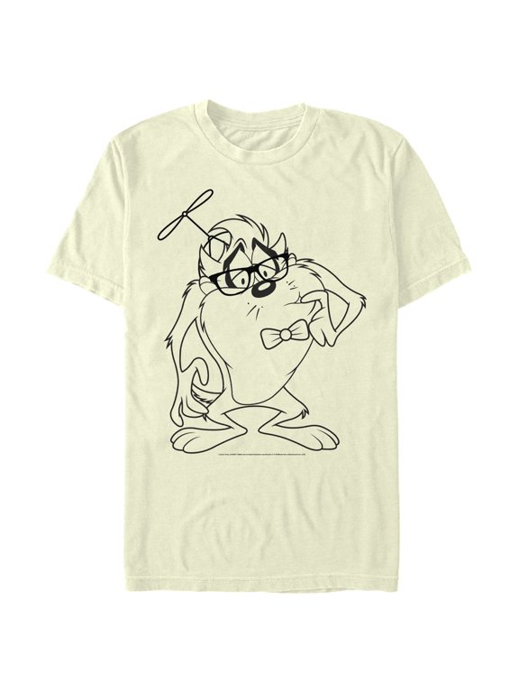 Men's Looney Tunes Taz Glasses Big Face Drawing Graphic Tee Beige Medium