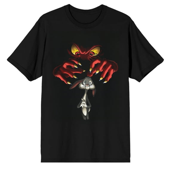 Looney Tunes Lurking Gossamer on Black Short Sleeve Adult T-Shirt-Small