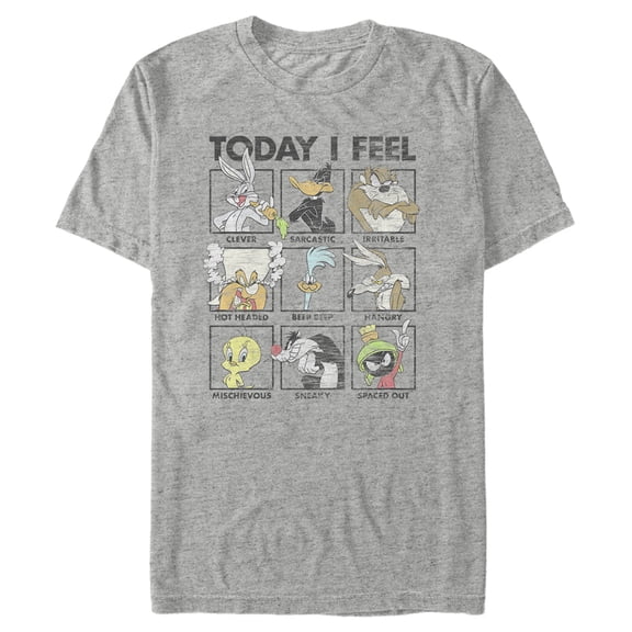 Men's Looney Tunes Today I Feel… Character Moods Graphic Tee Athletic Heather 3X Large