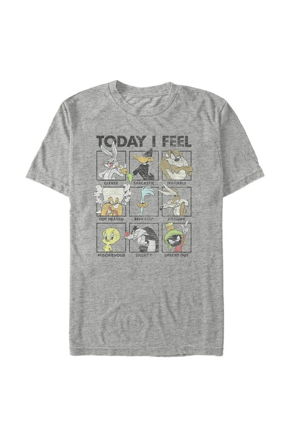 Men's Looney Tunes Today I Feel… Character Moods Graphic Tee Athletic Heather 3X Large