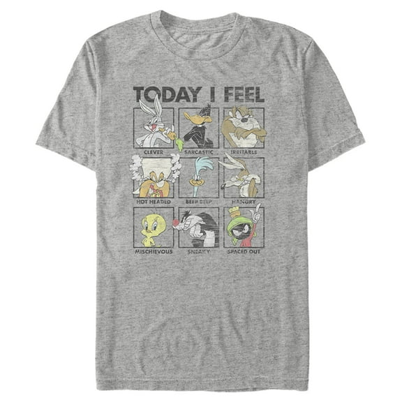 Men's Looney Tunes Today I Feel… Character Moods  Graphic Tee Athletic Heather Large