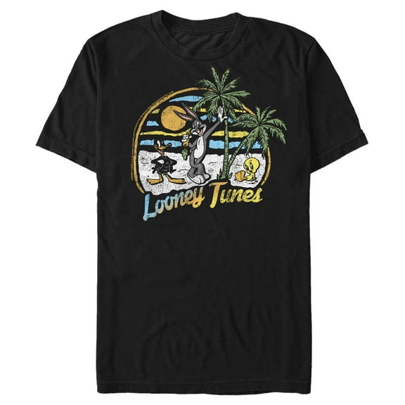 Men's Looney Tunes Tropical Vacation  Graphic Tee Black Medium