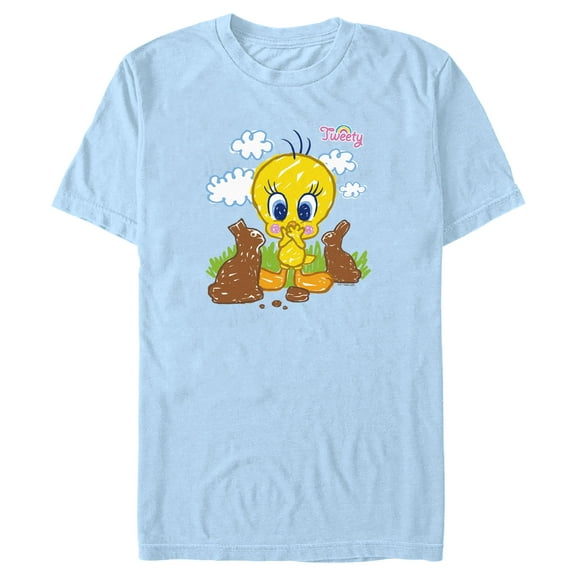 Men's Looney Tunes Tweety and Chocolate Bunnies  Graphic Tee Light Blue Medium
