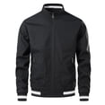 thumbnail image 1 of Men's Loose Casual Bomber Jacket, Full Zip Long Sleeve Coat with Ribbed Cuffs & Zipper Pocket for Spring Fall Street Cycling Travel Daily Work, 1 of 6
