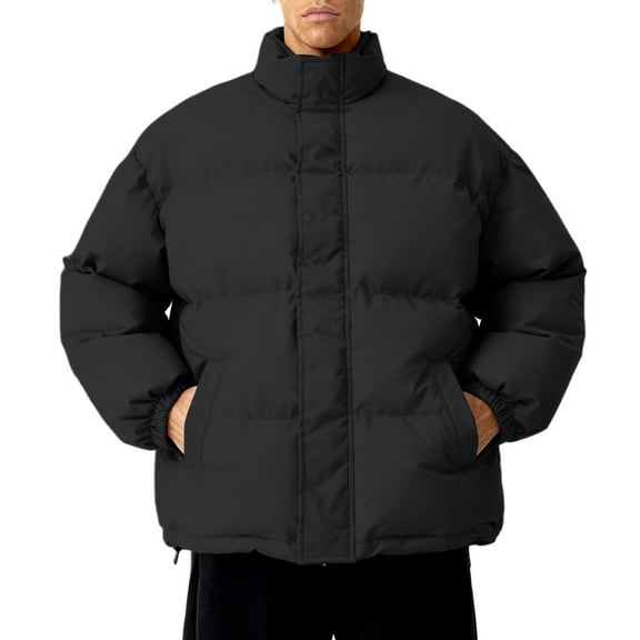 Men's Loose Casual Down Jacket Long-sleeved Jacket Black XXXXXL