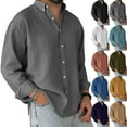 thumbnail image 1 of Men's Loose Classic Lapel Multi Pocket Button Down Long Sleeve Work Shirt for Spring Fall Industrial Style,Army Green,L, 1 of 7