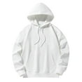 thumbnail image 1 of Men's Loose Drawstring Hoodies Long Sleeve Solid Color Hooded Sweatshirts Pullover Tops with Kangaroo Pocket (2XL, White), 1 of 6