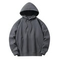 thumbnail image 1 of Men's Loose Drawstring Hoodies Long Sleeve Solid Color Hooded Sweatshirts Pullover Tops with Kangaroo Pocket (3XL, Dark Gray), 1 of 6