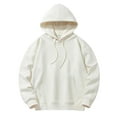 thumbnail image 1 of Men's Loose Drawstring Hoodies Long Sleeve Solid Color Hooded Sweatshirts Pullover Tops with Kangaroo Pocket (M, Beige), 1 of 6