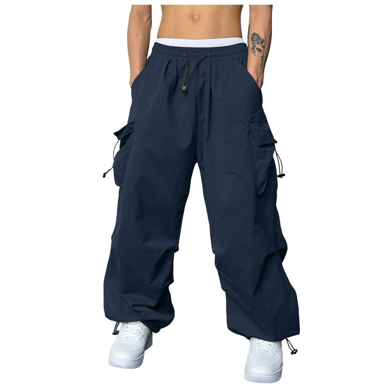 Men's Loose-Fit Baggy Cargo Pants Casual Parachute Cargo
