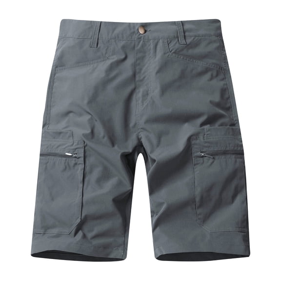 Men's Loose-Fit Cargo Shorts with Zipper Pockets, Outdoor Sports & Casual Work Shorts for Fishing Hiking, Breathable Stretch Fabric ,Gray L