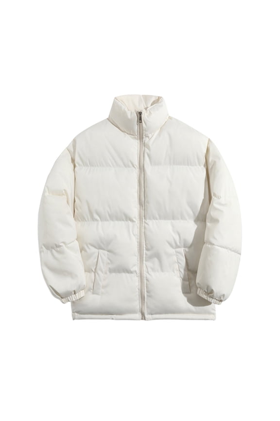 Men's Loose-Fit Casual Long-Sleeve Down Jacket, Beige, M