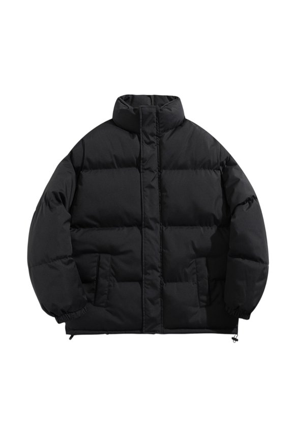 Men's Loose-Fit Casual Long-Sleeve Down Jacket, Black, M