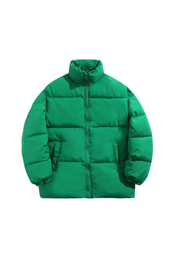 Men's Loose-Fit Casual Long-Sleeve Down Jacket, Green, M