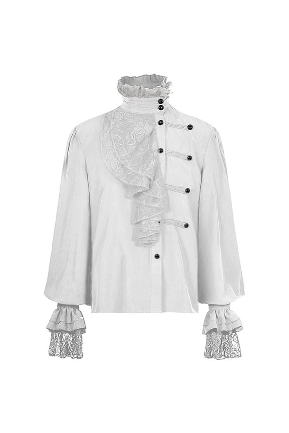 Men's Loose Fit Casual Shirt Classic Gothic Long Sleeve Blouse with Buttons for Spring Summer Daily Wear