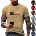 thumbnail image 1 of Men's Loose Fit Casual T-Shirt Patriotic Flag Print Short Sleeve Top Graphic Tee for Streetwear Fourth of July Summer Festivals and Holiday Celebration Earthy Yellow, 1 of 4