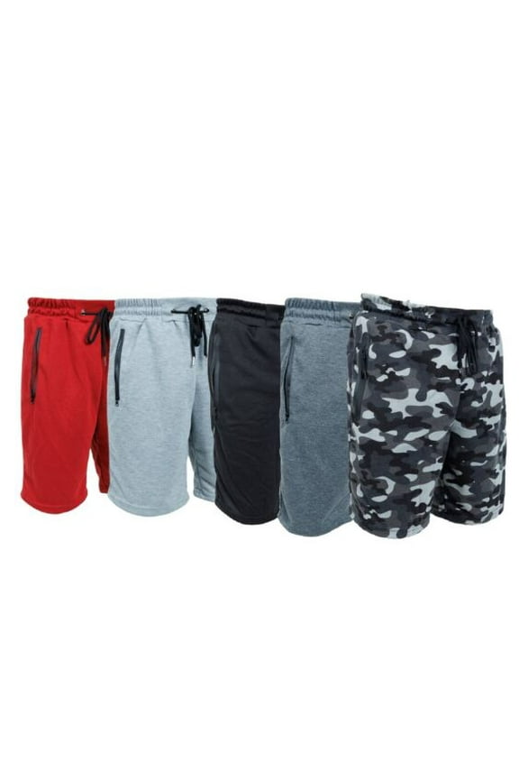 Men's Loose Fit Casual Tech Jogger Shorts/ Sweatpants with Zipper Pockets Black-2XL