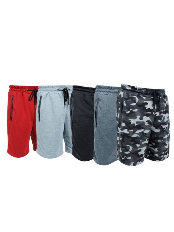 Men's Loose Fit Casual Tech Jogger Shorts/ Sweatpants with Zipper Pockets Black-XL