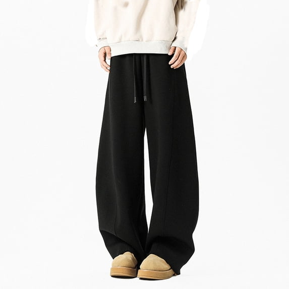 Men's Loose Fit Drawstring Trousers Fashionable Wide Leg Design For Daily Casual Wear Comfortable Non Stretch Pure Color Spring Summer Pants Mens Fashion Joggers Sports Pants Trousers Mens Long Pants