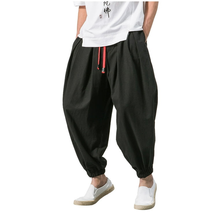 Men's Loose Fit Harem Pants Hip Hop Street Dance Pants Drawstring