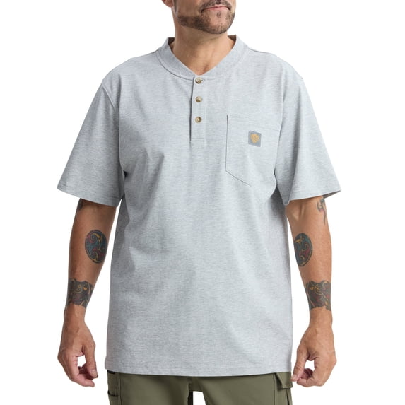 Men's Loose Fit Heavyweight Short-Sleeve Pocket Work Henley T-Shirt (Regular&Tall)
