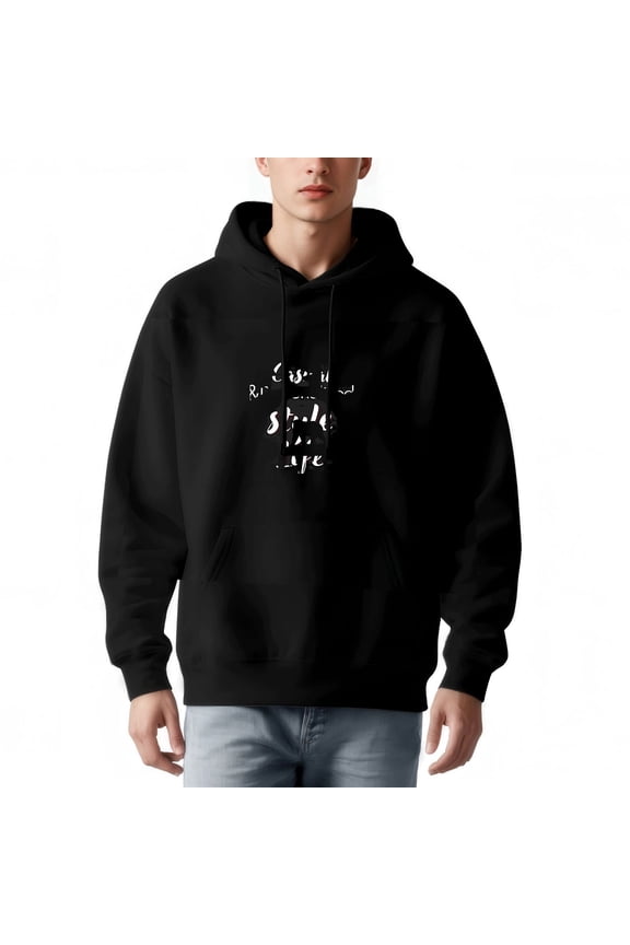 Men's Loose Fit Hoodie - Long Sleeve Pullover Sweatshirt with Front Pocket Casual Style Print: ' Casual Style Life Style Life '