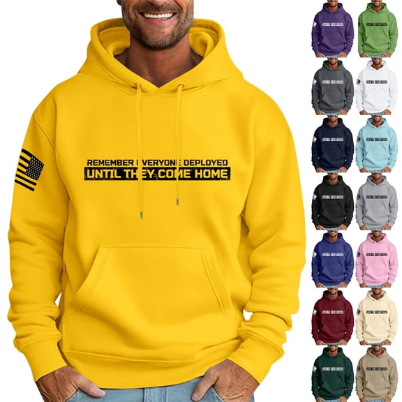 Men's Loose Fit Hoodie with RED FRIDAY Flag & Letter Print, Casual Pullover Sweatshirt, Military Support Design for Veterans Day, Christmas, Outdoor Wear,Pink,6XL