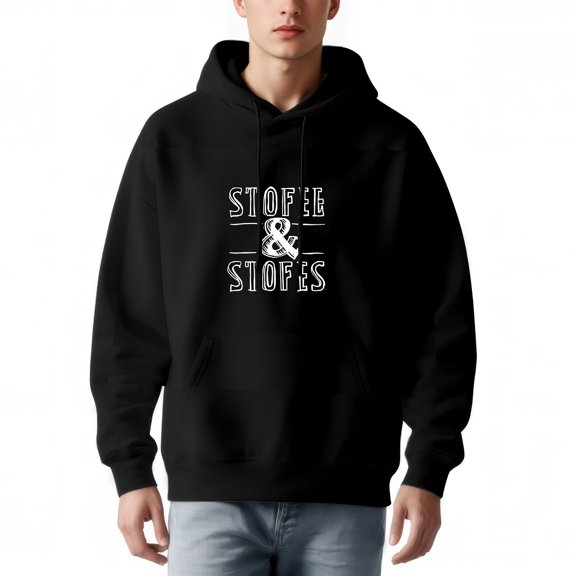Men's Loose Fit Hoodie - Soft Pullover Sweatshirt with Front Pocket Drawstrings and Stylish ' STOEE & STOFS ' Text Design