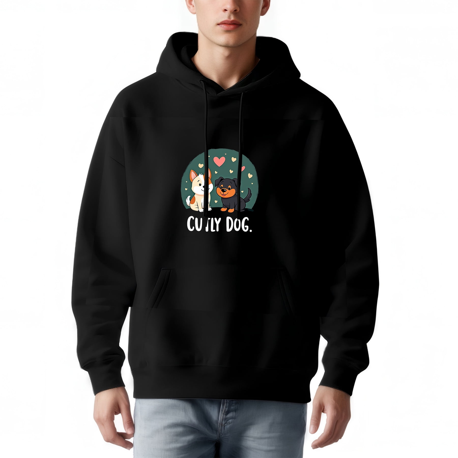 Print Pattern Hot Dog Men Pullover Hoodie