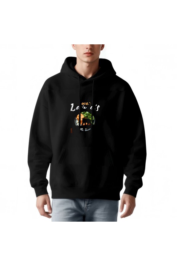 Men's Loose Fit Hoodie with Colorful Globe Graphic ' ona ' & ' Lein as ' Text Long Sleeve Pullover Sweatshirt with Pockets