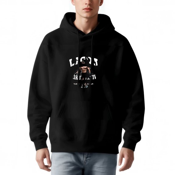 Men's Loose Fit Hoodie with Graphic Design - ' LIGHT THE LOST ' Mic & Hat Print 2017 Front Pockets Long Sleeve Pullover Sweatshirt